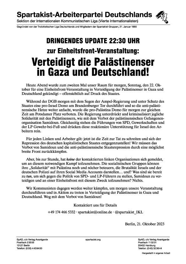 Verteidigt die Palästinenser in Gaza und Deutschland!