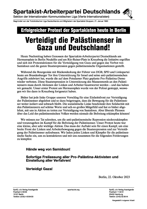 Verteidigt die Palästinenser in Gaza und Deutschland!