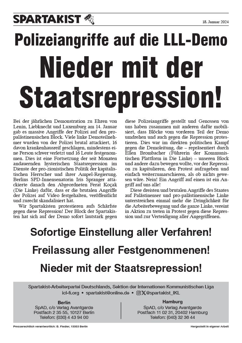 Nieder mit der Staatsrepression!