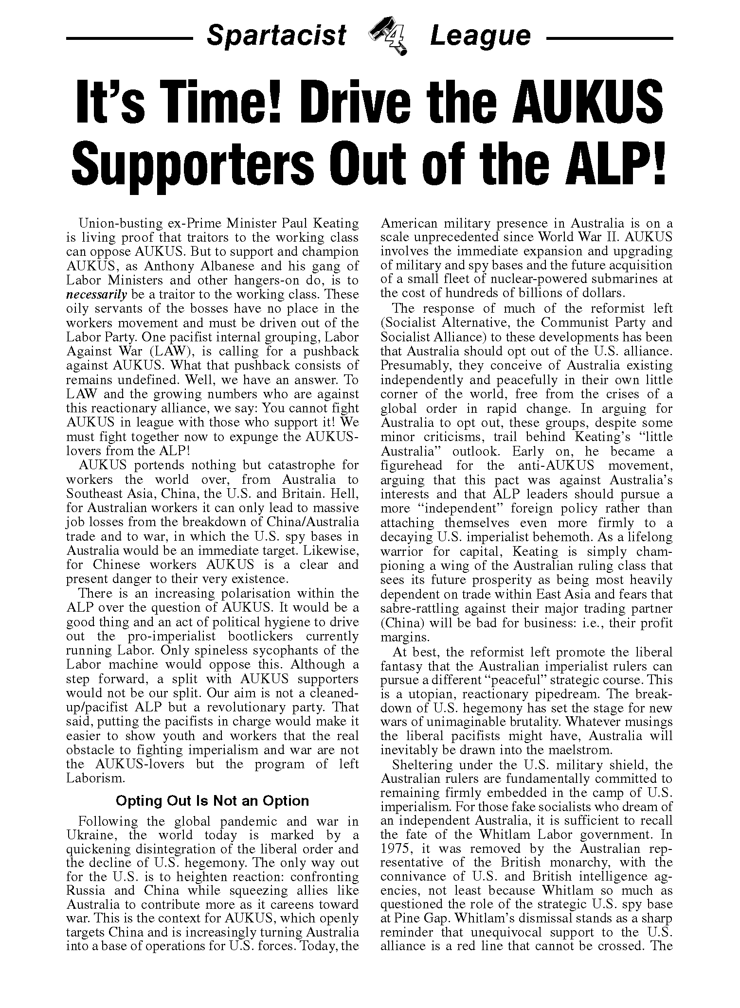 It's Time! Drive the AUKUS Supporters Out of the ALP!